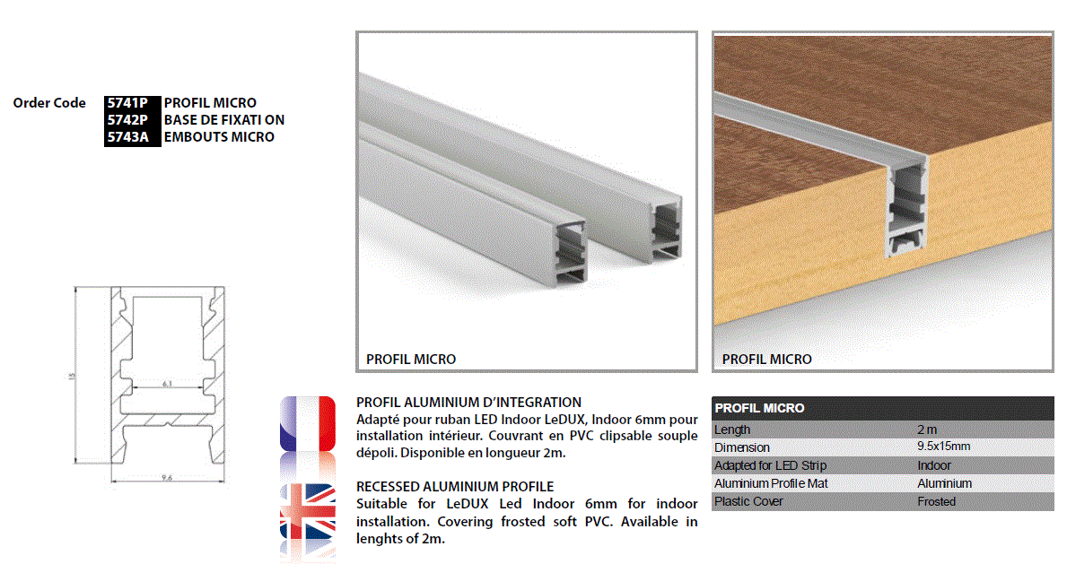 Profilé Micro Info Ledux Lumière