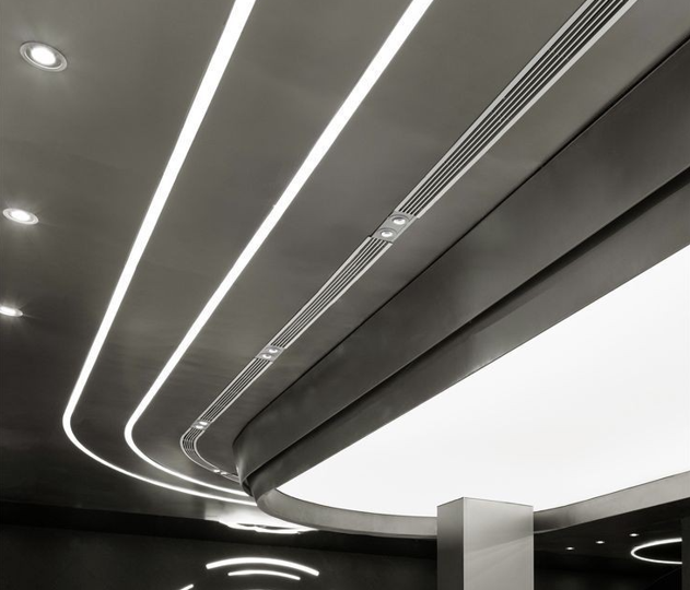 NOUVEAUX PROFILS LED COURBES POUR CLOISONS TYPE BA13 DELTA-CURVE DES LIGNES ET DES COURBES DE LUMIERE A FLEUR DES PLAFONDS ET DES MURS EN PLACO